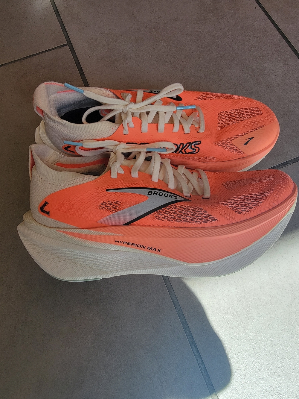 Brooks Women’s HYPERION MAX Running Shoes — Coral and White